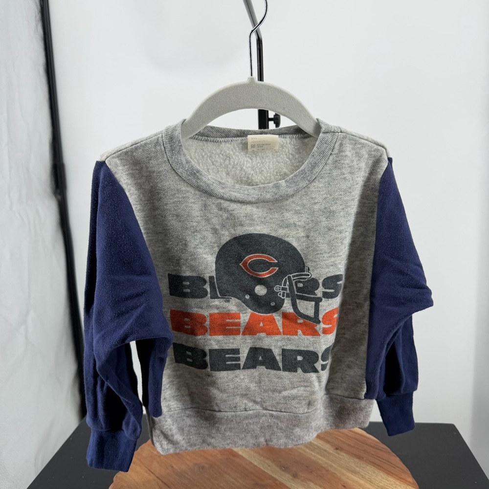 Vintage toddler-sized Chicago Bears fleece sweatshirt gray blue sz 4 toddler boy